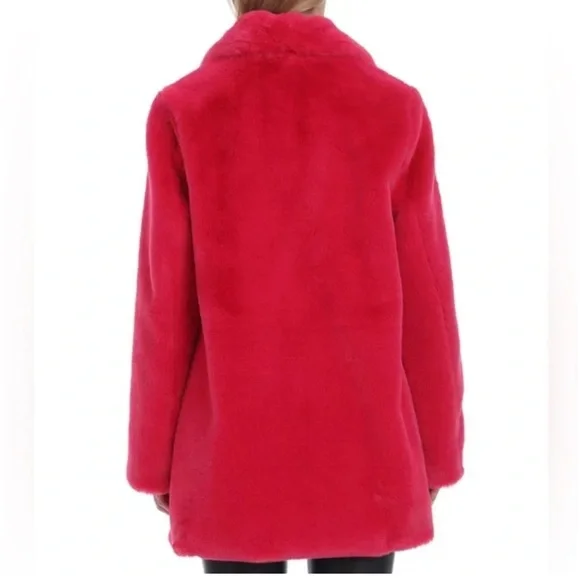 NWT•Avec Les Filles•Faux Fur Shawl Collar Coat•Hibiscus•XS - Picture 2 of 12